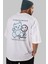 Be Yourself Bear Arka Baskılı Beyaz Oversize T-Shirt Erkek Kadın Bisiklet Yaka 2