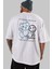 Be Yourself Bear Arka Baskılı Beyaz Oversize T-Shirt Erkek Kadın Bisiklet Yaka 3