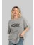 New York City Ön Baskılı Gri Oversize T-Shirt Unisex Erkek Kadın Bisiklet Yaka 4
