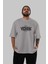 New York City Ön Baskılı Gri Oversize T-Shirt Unisex Erkek Kadın Bisiklet Yaka 5