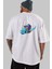 Astrorider In Space Arka Baskılı Beyaz Oversize T-Shirt Erkek Kadın Bisiklet Yaka 3