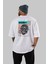 The Mummy Arka Baskılı Beyaz Oversize T-Shirt Erkek Kadın Bisiklet Yaka 1