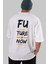 Future Is Now Yazılı Arka Baskılı Beyaz Oversize T-Shirt Erkek Kadın Bisiklet Yaka 1