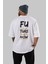 Future Is Now Yazılı Arka Baskılı Beyaz Oversize T-Shirt Erkek Kadın Bisiklet Yaka 4