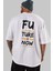 Future Is Now Yazılı Arka Baskılı Beyaz Oversize T-Shirt Erkek Kadın Bisiklet Yaka 5