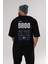 Brooklyn City Yazılı Arka Baskılı Siyah Oversize T-Shirt Erkek Kadın Bisiklet Yaka 1