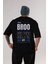 Brooklyn City Yazılı Arka Baskılı Siyah Oversize T-Shirt Erkek Kadın Bisiklet Yaka 5