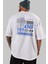 Hong Kong Arka Baskılı Beyaz Oversize T-Shirt Erkek Kadın Bisiklet Yaka 4