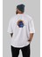 Astro Knight Arka Baskılı Beyaz Oversize T-Shirt Erkek Kadın Bisiklet Yaka 2