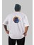 Astro Knight Arka Baskılı Beyaz Oversize T-Shirt Erkek Kadın Bisiklet Yaka 3