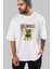 The World Is Mine Bear Ön Baskılı Beyaz Oversize T-Shirt Erkek Kadın Bisiklet Yaka 1
