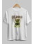 The World Is Mine Bear Ön Baskılı Beyaz Oversize T-Shirt Erkek Kadın Bisiklet Yaka 2