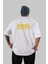 The Dystopia Arka Baskılı Beyaz Oversize T-Shirt Erkek Kadın Bisiklet Yaka 4
