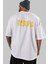 The Dystopia Arka Baskılı Beyaz Oversize T-Shirt Erkek Kadın Bisiklet Yaka 5