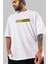 Fake Taxi Ön Baskılı Beyaz Oversize T-Shirt Erkek Kadın Bisiklet Yaka 3