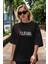 Illegal Ön Baskılı Siyah Oversize T-Shirt Erkek Kadın Bisiklet Yaka 5