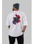 Astrofish Selfie Arka Baskılı Beyaz Oversize T-Shirt Erkek Kadın Bisiklet Yaka 5
