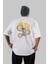 Fly In The Sky Arka Baskılı Beyaz Oversize T-Shirt Erkek Kadın Bisiklet Yaka 1