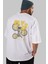 Fly In The Sky Arka Baskılı Beyaz Oversize T-Shirt Erkek Kadın Bisiklet Yaka 2