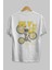 Fly In The Sky Arka Baskılı Beyaz Oversize T-Shirt Erkek Kadın Bisiklet Yaka 3