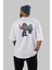 Gorilla Magician Arka Baskılı Beyaz Oversize T-Shirt Erkek Kadın Bisiklet Yaka 1