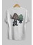 Gorilla Magician Arka Baskılı Beyaz Oversize T-Shirt Erkek Kadın Bisiklet Yaka 4