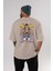 Dragonball Reyvegeta Anime Arka Baskılı Bej Oversize T-Shirt %100 Pamuk Erkek Kadın 4