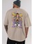 Dragonball Reyvegeta Anime Arka Baskılı Bej Oversize T-Shirt %100 Pamuk Erkek Kadın 5