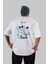 Feel So Good Bear Arka Baskılı Beyaz Oversize T-Shirt Erkek Kadın Bisiklet Yaka 1