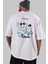 Feel So Good Bear Arka Baskılı Beyaz Oversize T-Shirt Erkek Kadın Bisiklet Yaka 2