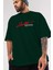 Limited Edition Ön Baskılı Zümrüt Yeşili Oversize T-Shirt Erkek Kadın Bisiklet Yaka 3