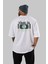 Time Is Original Arka Baskılı Beyaz Oversize T-Shirt Erkek Kadın Bisiklet Yaka 5