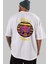 Cat Retro Vibes Arka Baskılı Beyaz Oversize T-Shirt Erkek Kadın Bisiklet Yaka 1