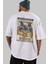 Rumble In The Darkside Arka Baskılı Beyaz Oversize T-Shirt Erkek Kadın Bisiklet Yaka 1
