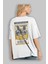 Rumble In The Darkside Arka Baskılı Beyaz Oversize T-Shirt Erkek Kadın Bisiklet Yaka 2