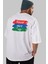 Never Give Up Yazılı Arka Baskılı Beyaz Oversize T-Shirt Erkek Kadın Bisiklet Yaka 2