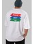 Never Give Up Yazılı Arka Baskılı Beyaz Oversize T-Shirt Erkek Kadın Bisiklet Yaka 3