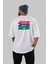 Never Give Up Yazılı Arka Baskılı Beyaz Oversize T-Shirt Erkek Kadın Bisiklet Yaka 4