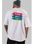 Never Give Up Yazılı Arka Baskılı Beyaz Oversize T-Shirt Erkek Kadın Bisiklet Yaka 5