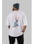 Sailorman Arka Baskılı Beyaz Oversize T-Shirt Erkek Kadın Bisiklet Yaka 1