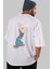 Sailorman Arka Baskılı Beyaz Oversize T-Shirt Erkek Kadın Bisiklet Yaka 2