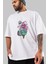Ice Cream Zombie Ön Baskılı Beyaz Oversize T-Shirt Erkek Kadın Bisiklet Yaka 5