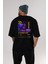 Cyberpunk Yazılı Arka Baskılı Siyah Oversize T-Shirt Erkek Kadın Bisiklet Yaka 5