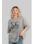 Perth Ön Baskılı Gri Oversize T-Shirt Unisex Erkek Kadın Bisiklet Yaka 4