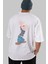 Sailorman Arka Baskılı Beyaz Oversize T-Shirt Erkek Kadın Bisiklet Yaka 5