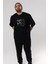 Self Love Bear Ön Baskılı Siyah Oversize T-Shirt Erkek Kadın Bisiklet Yaka 2