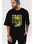 Politics Is A Lie Ön Baskılı Siyah Oversize T-Shirt Erkek Kadın Bisiklet Yaka 1