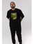 Politics Is A Lie Ön Baskılı Siyah Oversize T-Shirt Erkek Kadın Bisiklet Yaka 2