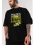 Politics Is A Lie Ön Baskılı Siyah Oversize T-Shirt Erkek Kadın Bisiklet Yaka 3