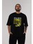 Politics Is A Lie Ön Baskılı Siyah Oversize T-Shirt Erkek Kadın Bisiklet Yaka 4